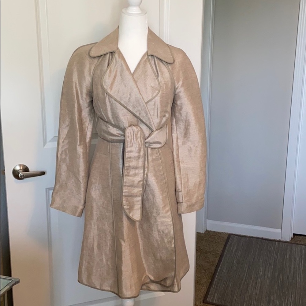Tracy Reese metallic linen trench coat/jacket